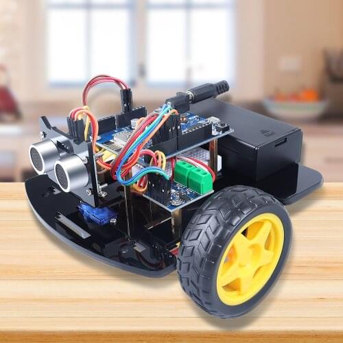 2WD Smart Robot Car Chassis Kit for ESP8266 ESP-12E D1 Wifi Board with micro USB cable for Arduino with Ultrasonic Module