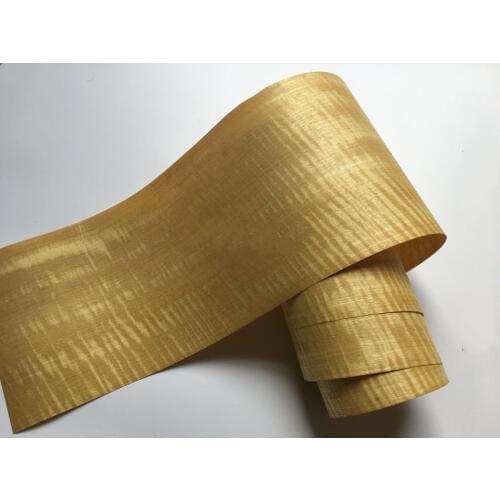 2x Natural Genuine Fig Figuared Wood Veneer Furniture Decorative Veneer Ribbon Stripe 0.2mm
