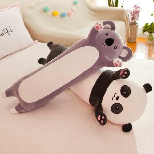 70-130cm Cute Giant Stuffed Animal Panda Long Strip Sleeping Cylindrical Pillow Doll Koala Baby Plush Toy Children Pillow Doll