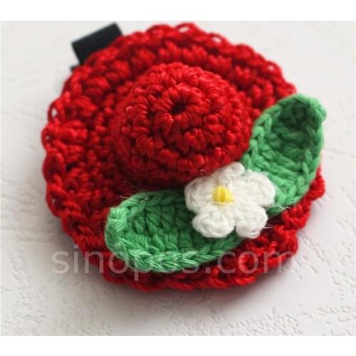 Crochet Hat Accessory Hairpin, girl hair clip cap shaped headwear flower corsage pin ornament wool knitted kids dress decoration