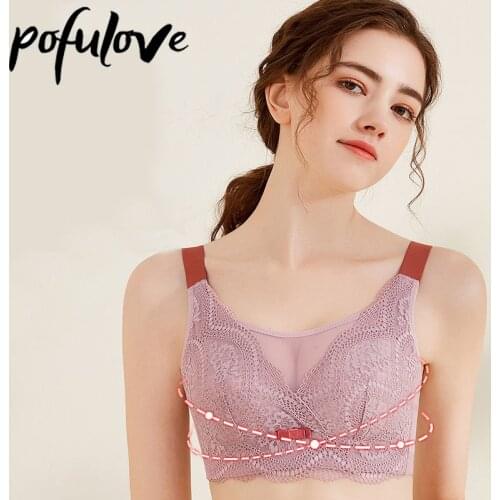 Plus Size Bra Women Lingerie Lace Bra Sexy Push Up Bra Brasieres Para Mujer Lace Front Pink Wireless Wire Free Underwear