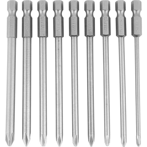 Dropshipping 9pcs Screwdriver Bit S2 Steel Cross Head PH1 PH2 Screwdriver Bit Set 1/4inch Hex Shank 100mm Screwdriver Bits