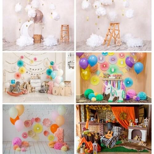 Newborn Baby 1st Birthday Balloons Cake Party Photography Backdrops Photographic Backgrounds For Photos Studio 21529RTF-02