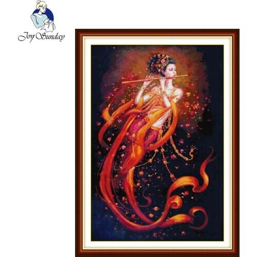 Joy Sunday Dunhuang Piping Fairy Counted Cross Stitch 14CT Cross Stitch Sets Wholesale Cross-stitch Kits Embroidery Needlework