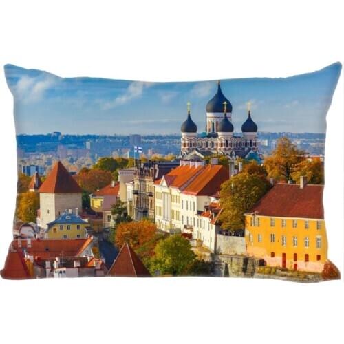 Hot Sale Tallinn Rectangle Pillowcase Custom Home textile Zipper Pillowcase Pillow Cover Size 45*35cm (one side) Print