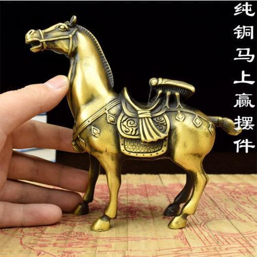 Copper horse brass ments ornaments immediately win small casting decoration Pure Copper ornaments Zhaocai must immediately win