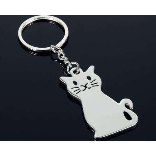 Fashion Cute Metal Cat Animal Good Quality Car Keychain Pendant Handbag Key Chain Wholesale Fathers Day Gifts