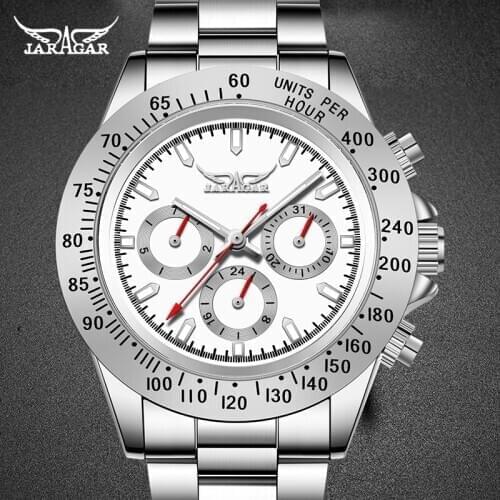JARAGER Mens Watch Luminous Hands Mens Wristwatch Automatic Mechanical Male Silver White Watches relogio masculino 2020 New