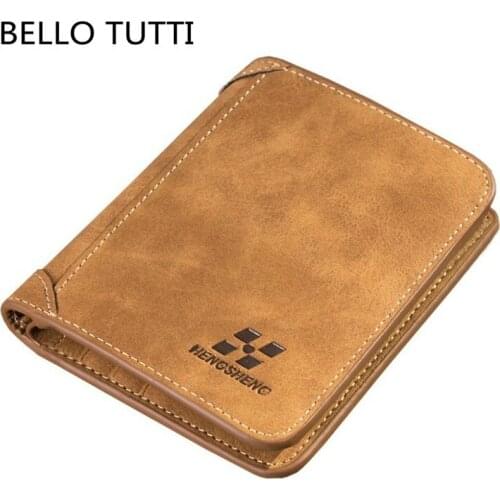 BELLO TUTTI 2021New Men Retro Short Key Wallet Fashion PU Leather Clutch Bag Card&ID Holder Change Coin Purse Money Clip Handbag
