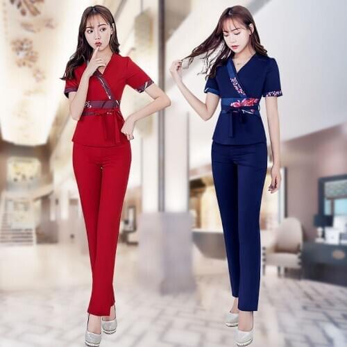 New 2020 Beauty Uniforms Korean Spa Salon Beautician Clothing Nail Massage Therapist Uniform Top Quality Massage Clothing AS254