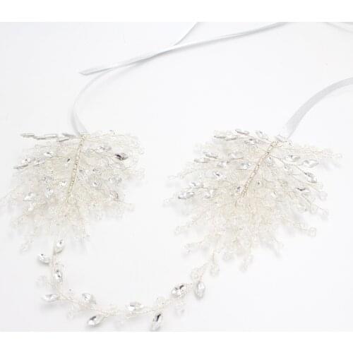 Luxury Retro Bridal Headdress Silver Bracket Crystal Ribbon Headband for Wedding Perform Studio Travel Photo O884