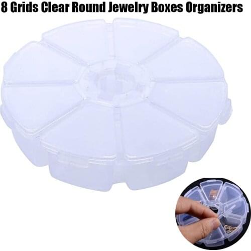 8 Grid Plastic Round Storage Organizer Containers Craft Gem Beads Display Storage Case Jewelry Box Organizer Container Divider