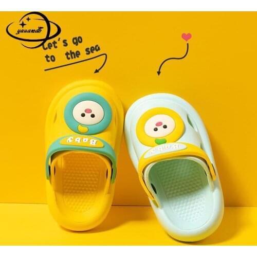 1-5y Kids Mules & Clogs Summer Boy Girl Sandals Flat With Cartoon Soft Bottom Light Beach Slippers Children Garden Shoes Hy16