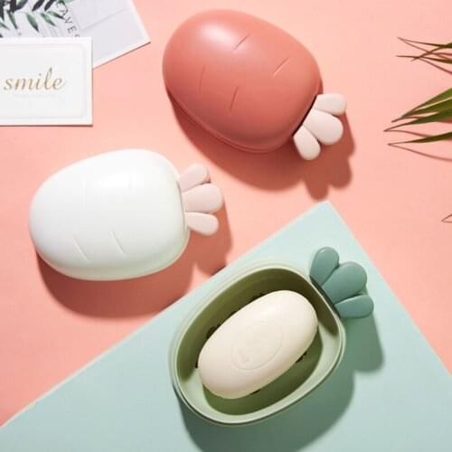 Portable Carrot Soap Box Bathroom Dish Plate Case Drain Holder Toilet Rack Home Shower Travel Hiking Holder Container Gadgets