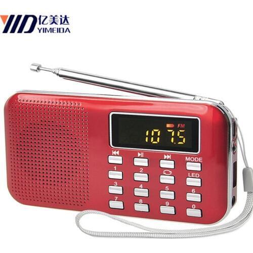 Y-896 DC 5 V Mini MP3 Radio Portable FM Radio Speaker Audio Player Music Player with USB Charging Cable LCD Screen Speakers