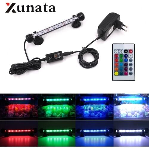 RGB LED Aquarium Light Waterproof Fish Tank Light Bar White Submersible Underwater Lamp 18/28/38/48CM