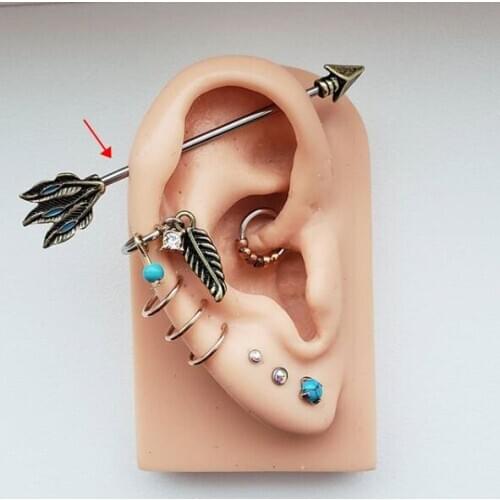 1Pc 14G Surgical Steell Arrow Industrial Barbell Bar Helix Ear Piercing Ear Ring Body Piercing Jewellery