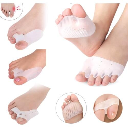 2Pair Silicone Foot Care Anti Rubbing Shoes Pad Forefoot Insoles Finger Toe Separator Breathable Shoes Insoles Inserts Pads