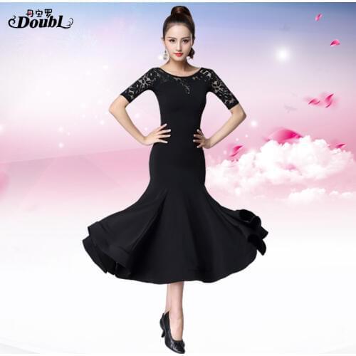 Doubl Modern Skirt New Womens Dress Ballroom National Standard Dance Competition Dress Social Practice Long Half Sleeve