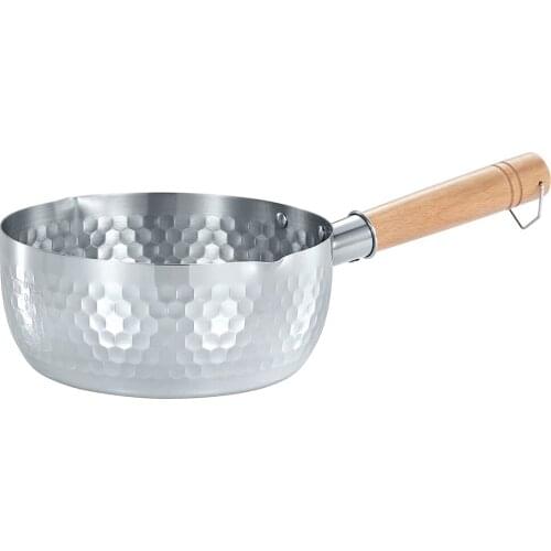 Schnesland Stainless Steel Yukihira Pan Traditional Japanese Saucepan with Wooden Handle