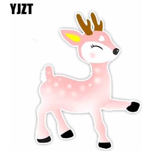 YJZT 15.5CM*11.8CM Beautiful Cartoon Dream Deer PVC Animal Car Sticker Decal C29-0824