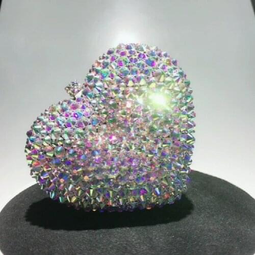 Female Dazzling AB Diamond Clutch Purse Women Crystal Bags Evening bags Wedding Party Handbag Bridal Metal Minaudiere wallet