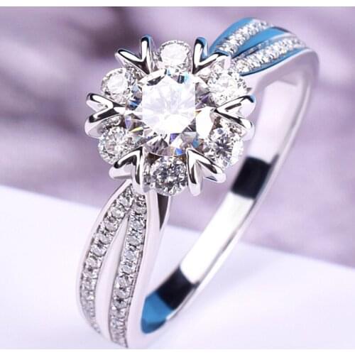 Snow Interlaced Real 925 Sterling Silver Rings for Women Wedding Engagement Party Luxury Exquisite Charm Elegant Trendy Cute