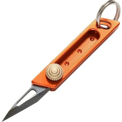 1Pcs Outdoor Small Retractable Cutter Tools Mini Portable Knife Paper Cutter High Hardness Carbon Steel Key Chain Cutting Tools