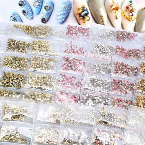 1 Pack 6 sizes Flatback Glitter Rhinestone Nail Art Crystal Clear Gems No hotfix Lady Manicure Design Decorations Glass Stone