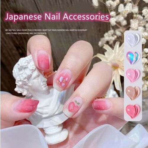 100pcs Mixed Colors Kawaii Peach Heart Mini Nail Art Decorations 3D Cute Acrylic Charms DIY Manicure Accessories