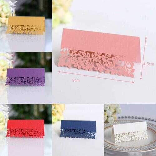 100pcs Birthday Party Decor Place Cards Laser Cut Hollow Pattern Lace Shape Wedding Event Table Name Card Flower Decoupage