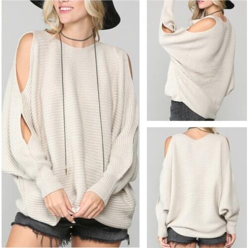 2021 Oversized Autumn Winter Women Off Shoulder Sweaters Casual Pullovers Knitted Loose Sweater Women Lady Pull Jumpers Knit Top