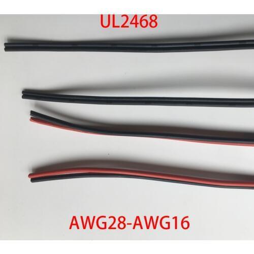 28AWG 0.1mm2 26AWG 0.15mm2 24AWG 0.2mm2 2P 2 Pins UL2468 Red Black Tinned Plated Copper PVC LED Strip Extend Wire Cable Cord