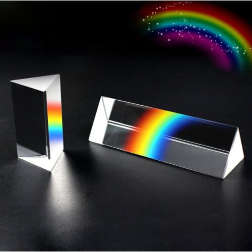 30*30*60 Triangular Prism Rainbow Prisma Crystal Glass Photographic Prisme Color Prisms Physics Childrens Light Experiment