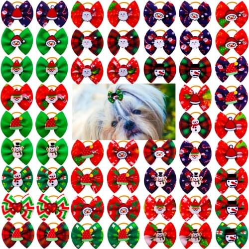 60PCS Christmas Pet Dog Puppy Hair Bows Dog Grooming Bows Dog Hair Accessories for Small Dogs Puppy Yorkshire Pet Products