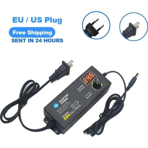 3-36V 60W Power Adapter Adjustable Voltage Adapter LED Display Switching Power Supply EU Plug for LED Light Strip Motor