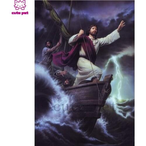 Diamond painting Retro art, Jesus crosses the sea new 5d diamond embroidery cross stitch full square round 3D DIY graffiti home