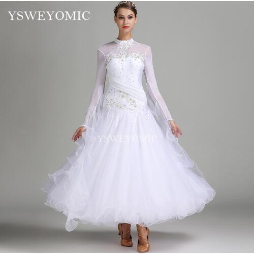 White Purple 9 colors Standard Modern Dance Costumes Foxtrot Dress Tango Ladies Professional Ballroom Dance Competition Dresses