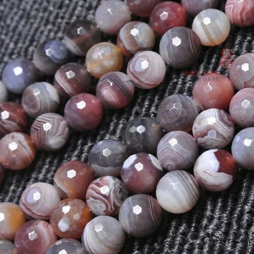 Natural Botswana Agates Faceted Round Beads For Jewelry Making Strand 15" DIY Jewelry Accessorries Beads For Women Gift 6 8 10mm