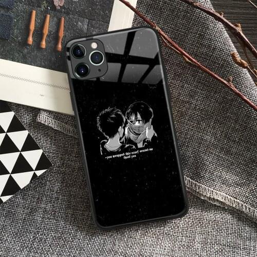 Eren and Mikasa Attack on Titan Anime Soft Silicon Glass Phone Case for IPhone SE 6s 7 8 Plus X Xr Xs 11 12 Mini Pro Max Samsung