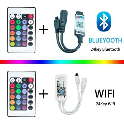 DC 12V RGB LED strip mini controller dimmer IR Bluetooth WIFI 44/22 key remote control Led Controller for 2835 / 5050 Led Strips