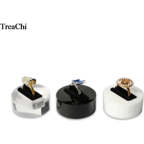 Holder Stand Single Ring Slot Organizer Showcase Countertop Elegant Transparent Acrylic Round Block Jewelry RingDisplay