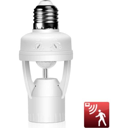 E27 Smart Control Lamp PIR Induction Infrared Motion Sensor LED Lamp Base Holder With light Control Switch Bulb Socket Adapter