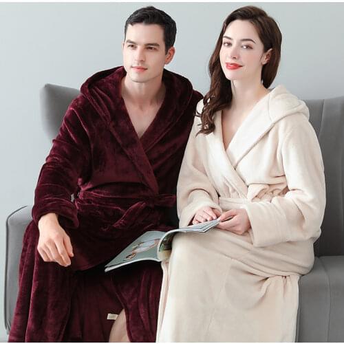 FZSLCYIYI Men Winter Plaid Plus Size Long Flannel Bathrobe Warm Flannel Bath Robe Kimono Robes Dressing Gown Night Sleepwear