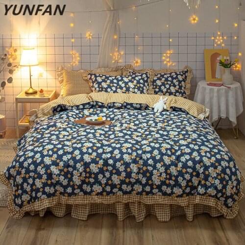Blue princess bedclothes kids duvet cover Set Romantic Lace Girls quilts Cover queen full twin flowers Korean Bedding Sets