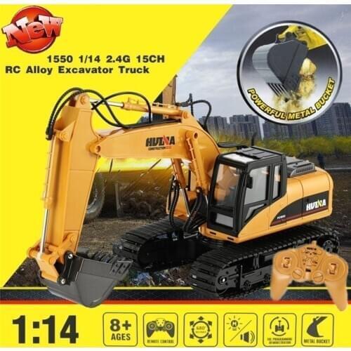 Remote Control Engineering Truck 15CH 680 Degree Rotate Workbench Visual Interior Metal Bucket Simulation RC Alloy Excavator Toy