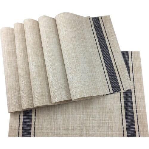 JANKNG 6Pcs Blue Washable Table Mats Vinyl Non-Slip Insulation PlacematMat Against Hot Mat Dining Room Decor Drink Placement