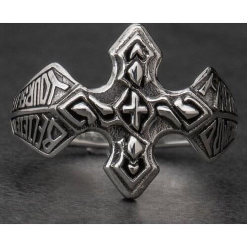 Man Vintage Cross Couple Rings Antique Silver Color Hip Hop Rock Part Women / Man Finger Rings High Quality Fashion Jewelry