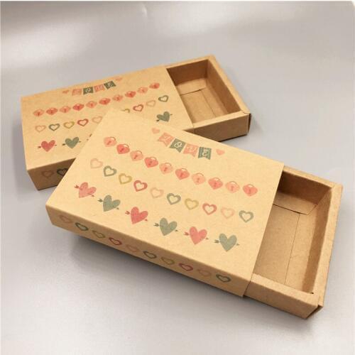 20pcs Paper Drawer Packing Box Colorful Printed Lovely Gift Paper Box Wedding Party Favor Wrapping Supplies 11.4x8x2.1cm