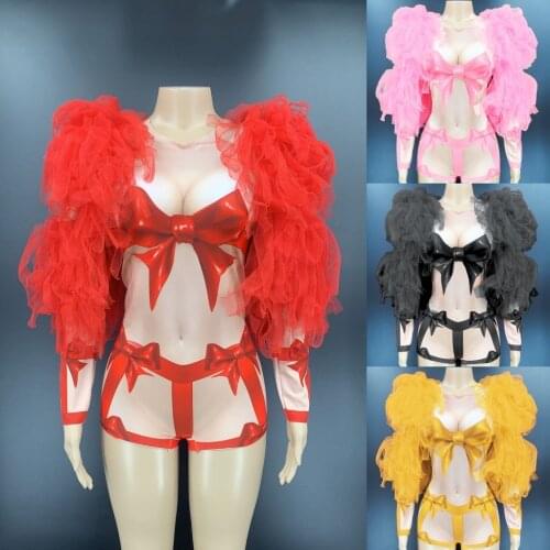 Nightclub Bar Ds Performance Costume Women Gogo Sexy Bodysuit Fake One-Piece Female Singer Festival Outfits Rave Clothes DN8738